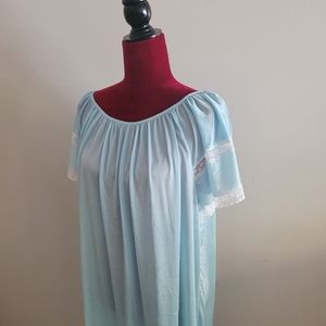 Vintage Pale Blue Sheer Lace Lingerie Slip Dress